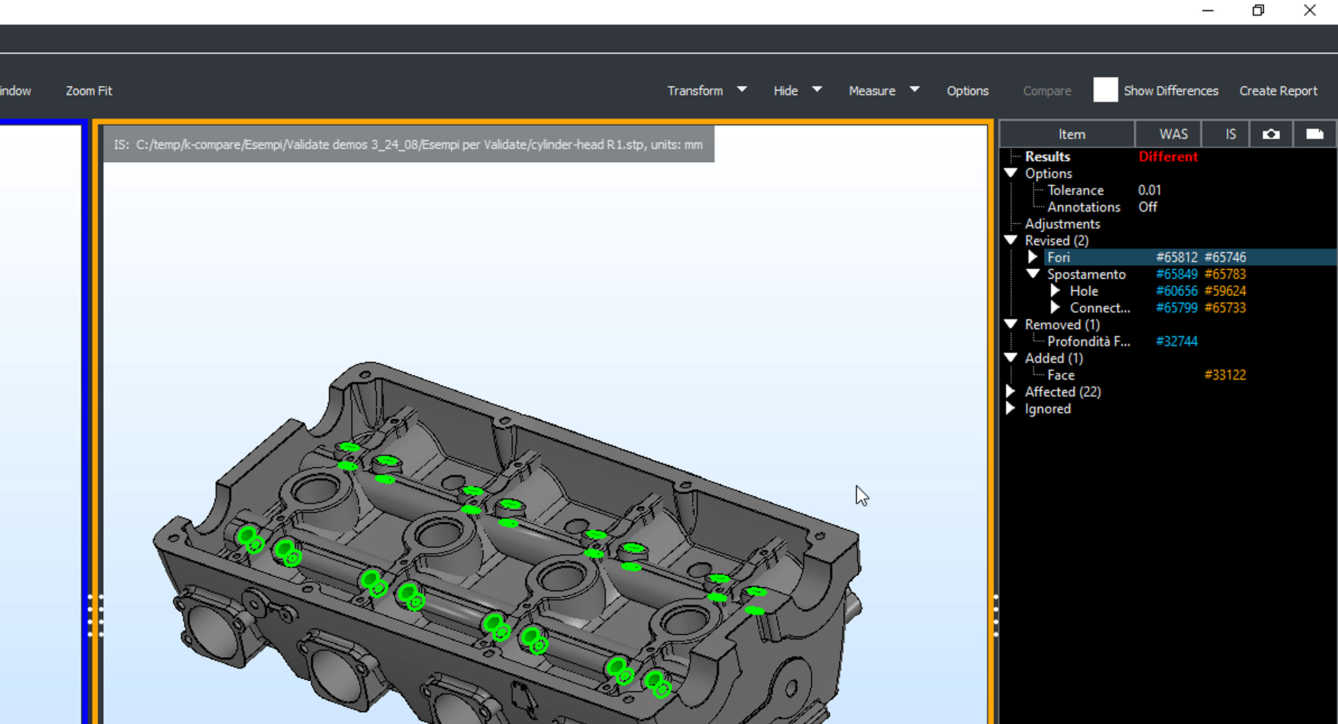 organizzazione modifiche dopo comparazione file cad_k-compare revision