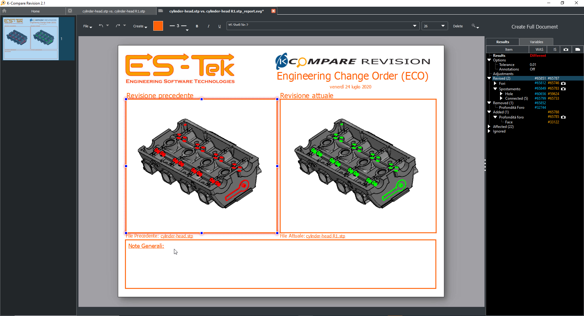 generazione rapporto di revisione_k-compare revision